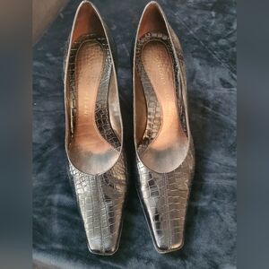 ANTONIO MELANI Black Croc-Patterned Heels